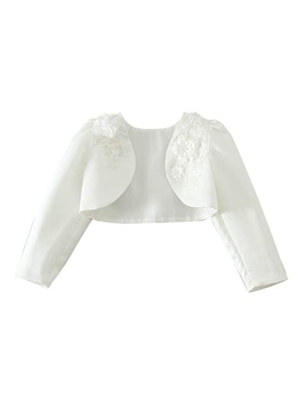 Kids Formal Shrug Satin Floral Applique Wedding Party